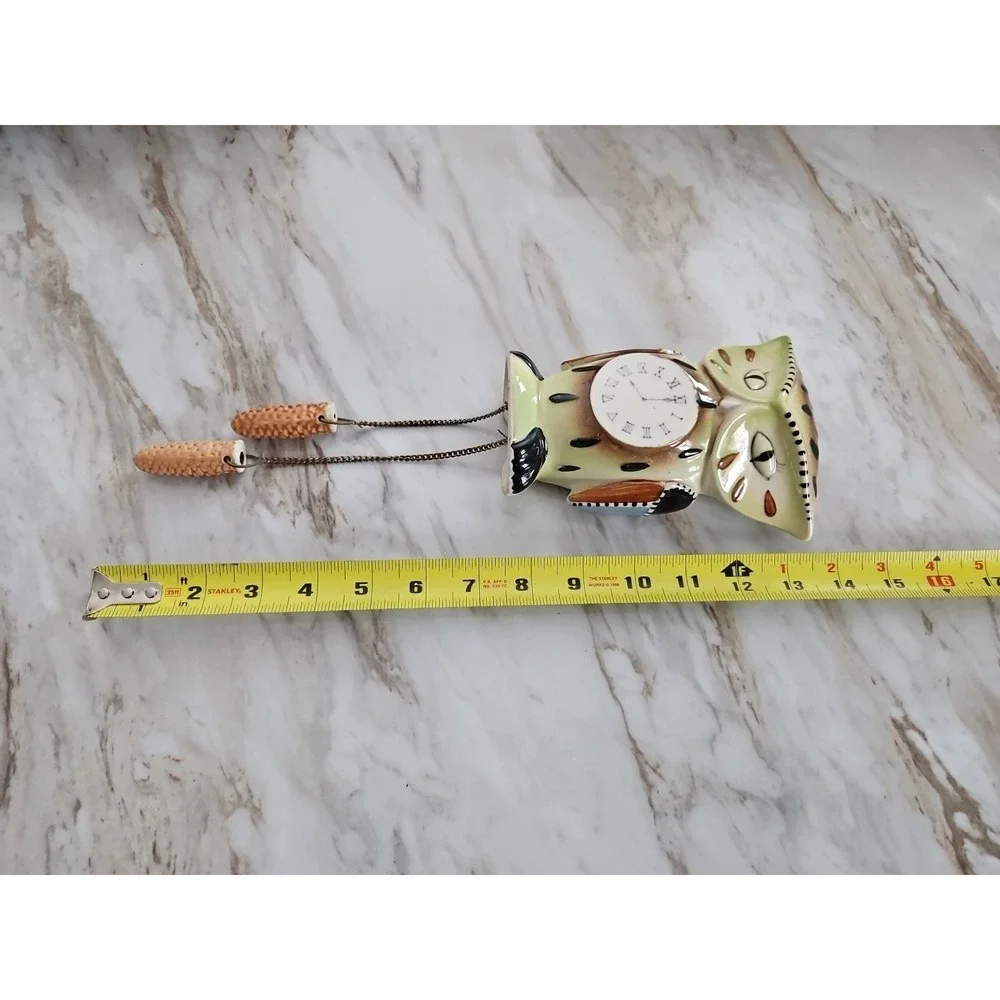 RARE Vintage Anthropomorphic Owl Wall Pocket Mid Century Clock